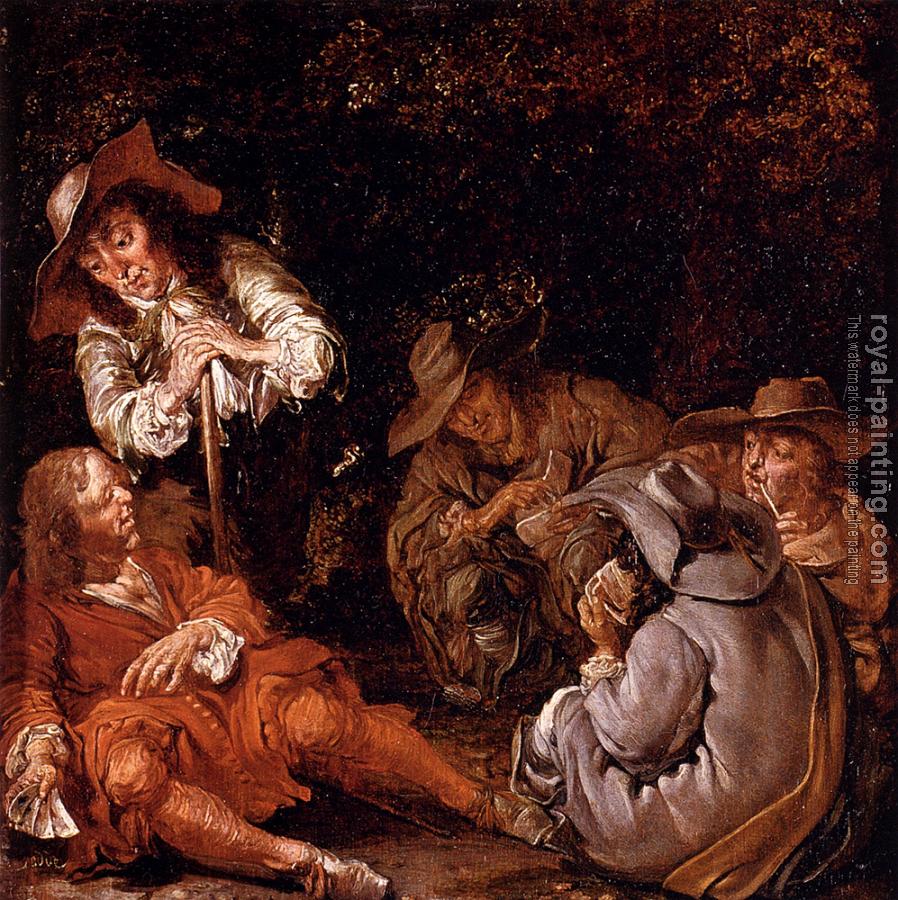 Pieter Codde : Travelers Resting On A Path